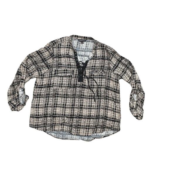 Rock & Republic Multicolor Button-Up Top 2XL V Neck Long Sleeve - Picture 1 of 6